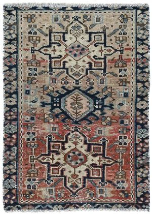 Semi Antique Muted Beige Floral 1'8X2'3 Distressed Oriental Rug