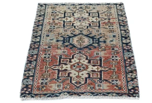 Semi Antique Muted Beige Floral 1'8X2'3 Distressed Oriental Rug