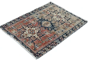 Semi Antique Muted Beige Floral 1'8X2'3 Distressed Oriental Rug