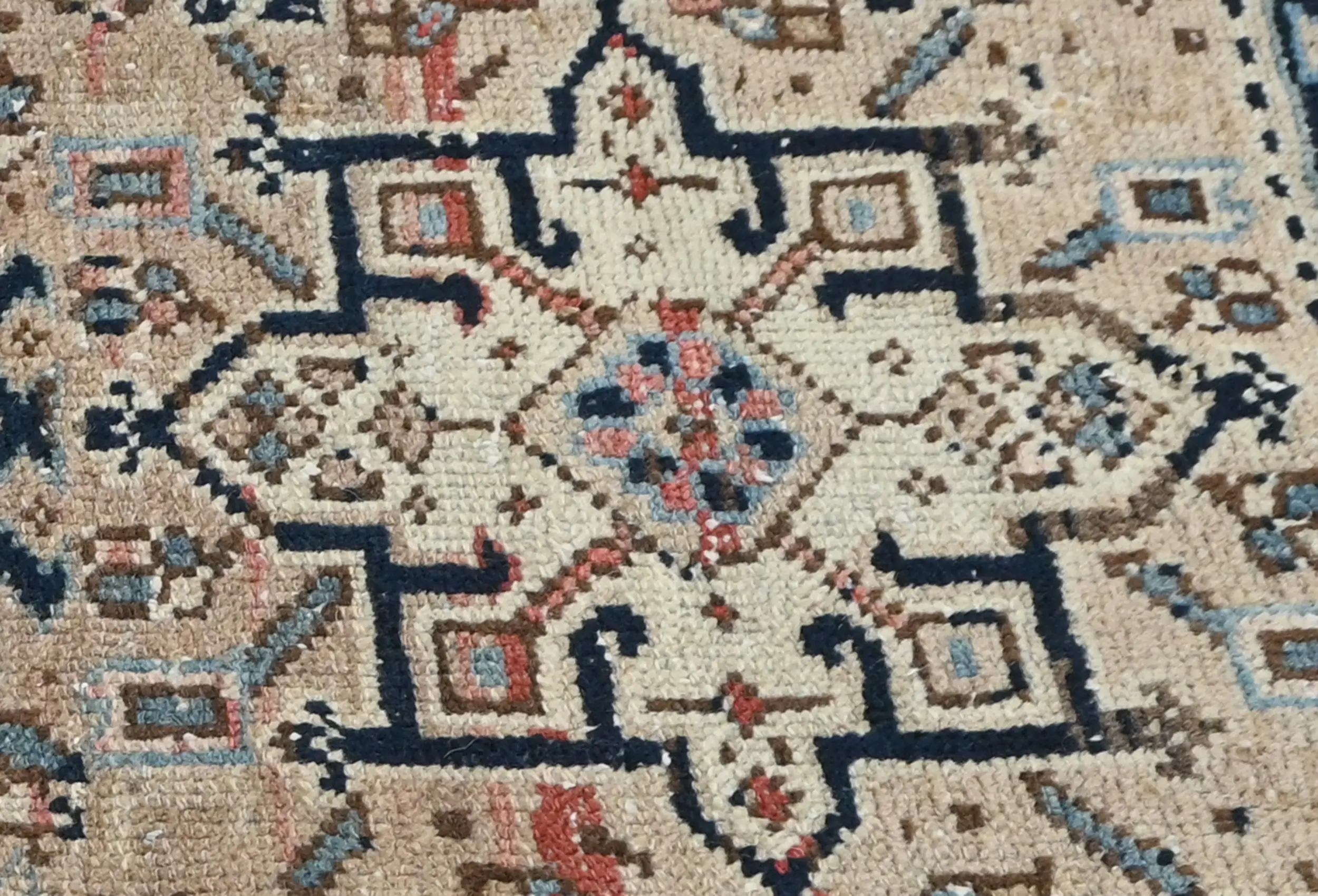 Semi Antique Muted Beige Floral 1'8X2'3 Distressed Oriental Rug