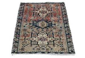 Semi Antique Muted Beige Floral 1'8X2'3 Distressed Oriental Rug