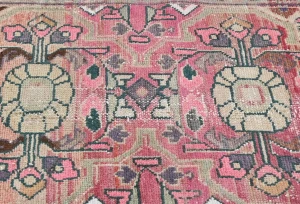 Semi Antique Muted Fuchsia Red Floral 2x3 Distressed Oriental Rug