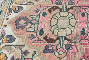 Semi Antique Muted Fuchsia Red Floral 2x3 Distressed Oriental Rug