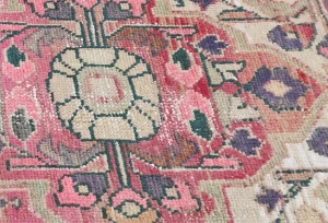 Semi Antique Muted Fuchsia Red Floral 2x3 Distressed Oriental Rug