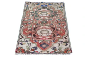 Semi Antique Muted Floral 1'7X2'7 Distressed Oriental Rug