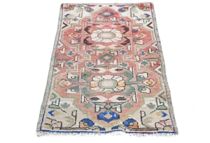Semi Antique Muted Floral 1'7X2'7 Distressed Oriental Rug