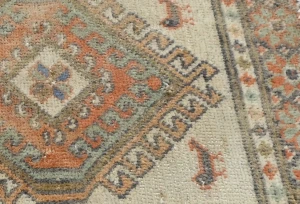Semi Antique Muted Cream Floral 2X2 Distressed Oriental Square Rug