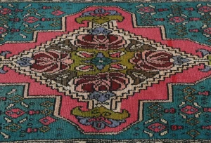Semi Antique Muted Teal Floral 2X3 Distressed Oriental Rug