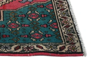 Semi Antique Muted Teal Floral 2X3 Distressed Oriental Rug