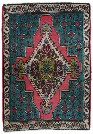 Semi Antique Muted Floral 1'11X2'8 Distressed Oriental Rug