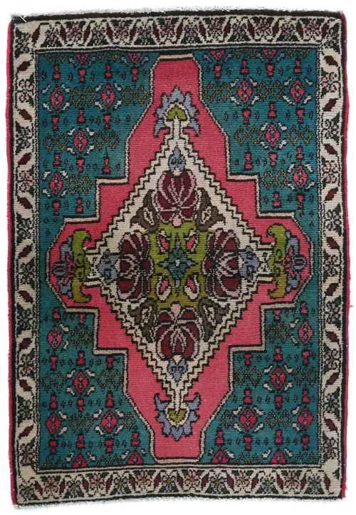 Semi Antique Muted Floral 1'11X2'8 Distressed Oriental Rug