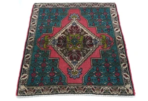 Semi Antique Muted Floral 1'11X2'8 Distressed Oriental Rug