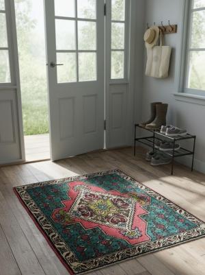 Semi Antique Muted Floral 1'11X2'8 Distressed Oriental Rug
