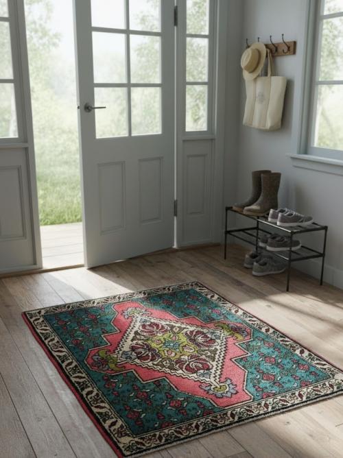 Semi Antique Muted Floral 1'11X2'8 Distressed Oriental Rug