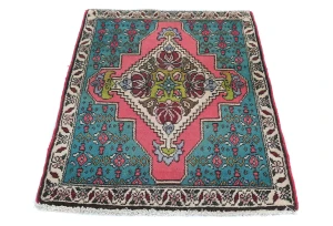 Semi Antique Muted Floral 1'11X2'8 Distressed Oriental Rug