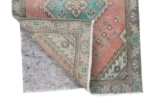 Semi Antique Muted Red Floral 2X3 Distressed Oriental Rug