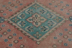 Semi Antique Muted Red Floral 2X3 Distressed Oriental Rug