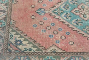 Semi Antique Muted Red Floral 2X3 Distressed Oriental Rug