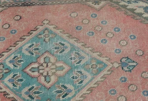 Semi Antique Muted Red Floral 2X3 Distressed Oriental Rug