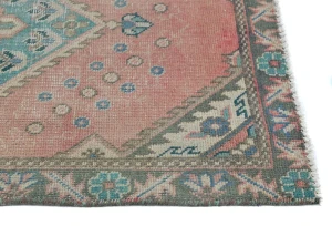 Semi Antique Muted Red Floral 2X3 Distressed Oriental Rug