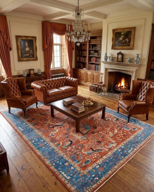 Orange Pictorial Tribal 9X12 Oushak Oriental Rug