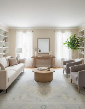 9'11 x 13'8 Muted Hand Knotted Transitional Oushak Wool Rug