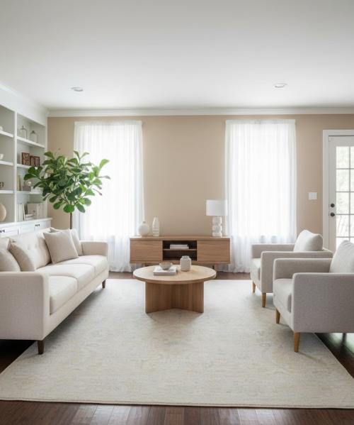 Muted Beige Floral Transitional 9X12 Oushak Oriental Rug