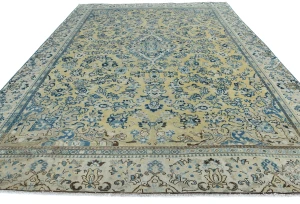 Semi Antique Muted Colors Floral Tribal 9X12 Vintage Oriental Rug