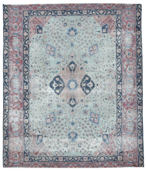 Antique Muted Cream Traditional 7'11 x 9'2 Oriental Area Rug