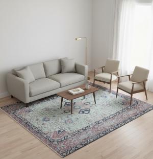 Antique Muted Cream Traditional 7'11 x 9'2 Oriental Area Rug