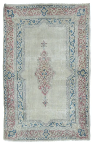 Semi Antique Muted Floral 3X5 Distressed Oriental Rug