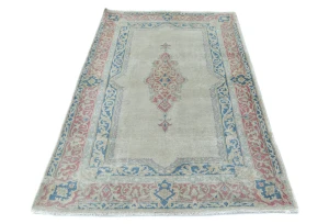 Semi Antique Muted Floral 3X5 Distressed Oriental Rug