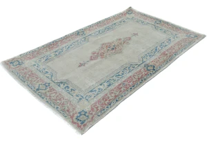 Semi Antique Muted Floral 3X5 Distressed Oriental Rug