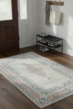 Semi Antique Muted Floral 3X5 Distressed Oriental Rug