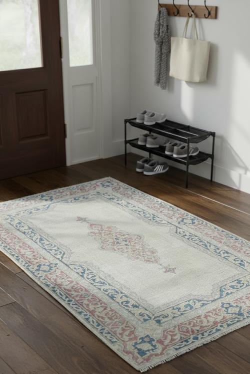 Semi Antique Muted Floral 3X5 Distressed Oriental Rug