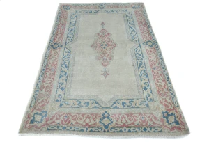 Semi Antique Muted Floral 3X5 Distressed Oriental Rug