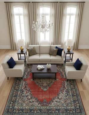 Semi Antique Muted Floral 10X14 Distressed Vintage Oriental Rug