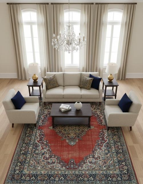 Semi Antique Muted Floral 10X14 Distressed Vintage Oriental Rug