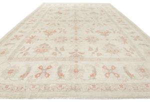 Muted Floral Transitional 12X16 Oushak Peshawar Oriental Rug