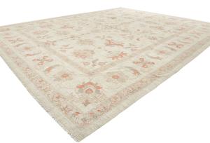 Muted Floral Transitional 12X16 Oushak Peshawar Oriental Rug