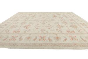 Muted Floral Transitional 12X16 Oushak Peshawar Oriental Rug