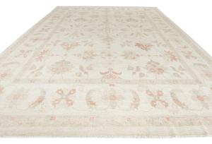 Muted Floral Transitional 12X16 Oushak Peshawar Oriental Rug