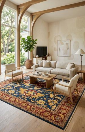 Navy blue Floral Classic 12x15 Agra Jaipur Oriental Rug