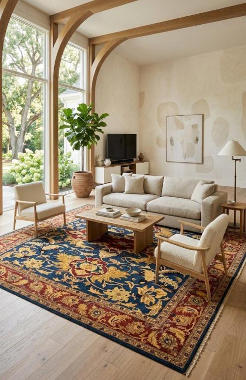 Navy blue Floral Classic 12x15 Agra Jaipur Oriental Rug