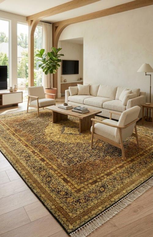 Charcoal Floral Classic 12x15 Agra Jaipur Oriental Rug
