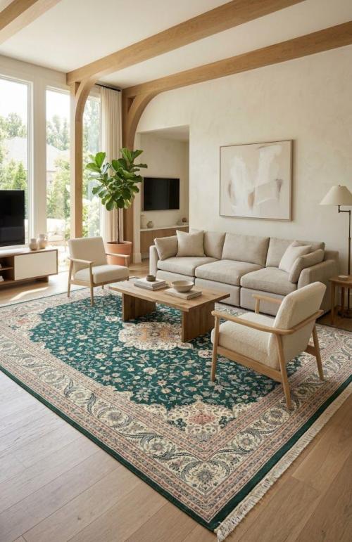 Green Floral 12x15 Indo-Tabriz Oriental Rug
