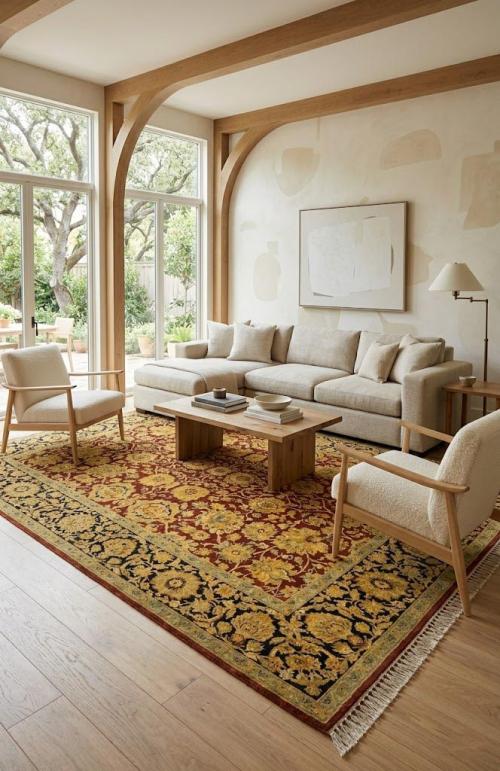 Gold Floral Classic 9x12 Agra Jaipur Oriental Rug