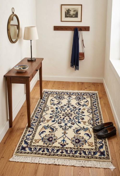 2'0 x 2'9 Hand Knotted Nain Tabas Floral Oriental Wool Rug