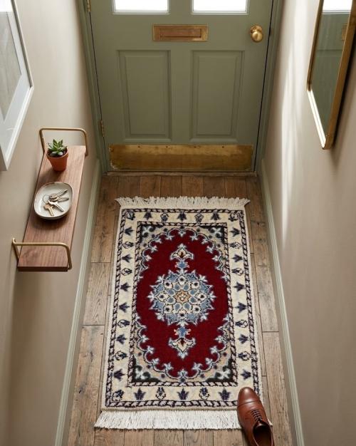 Vintage Red Classic 1X2 Traditional Nain Tabas Oriental Rug