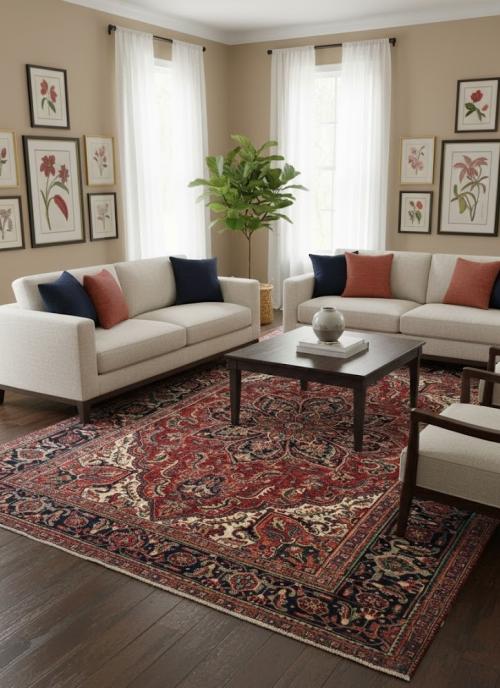 7'8 x 10'5 Hand Knotted Goravan Heriz Floral Persian Oriental Rug